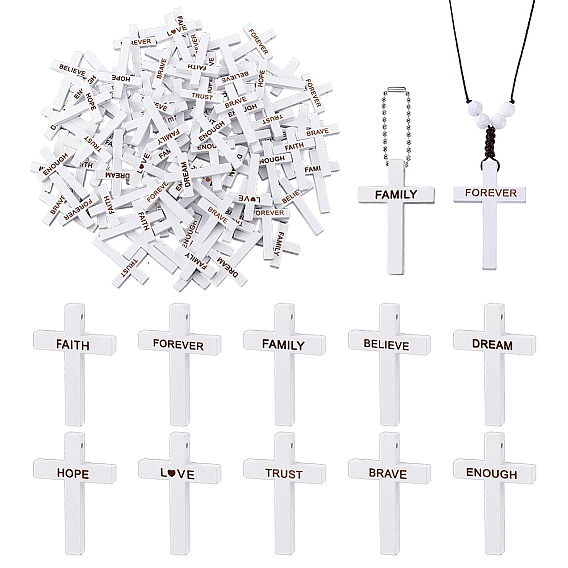 100шт 10 стили деревянные подвески, крестик