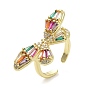 Латунные микро проложить кубического циркония кольца, долговечный, реальный 18 k позолоченный, без кадмия и без свинца, бабочка