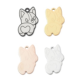 Pendentifs en acier inoxydable, charmes de chien corgi, polir