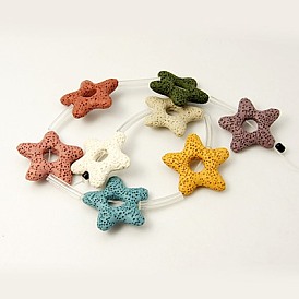 Natural Lava Rock Beads Strands, Dyed, Star, 33~35x7~8mm, Hole:2mm
