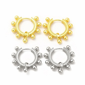 Rack Plating Brass Hoop Earrings for Women, Long-Lasting Plated Dangle Ball Earrings, Lead Free & Cadmium Free