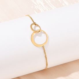 304 браслеты из нержавеющей стали ссылка для женщин, ионное покрытие (ip), двойное кольцо