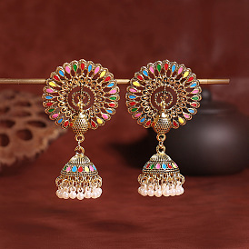 Peacock Bell Summer Fairy Unique Pendant Earrings with Indian Flair