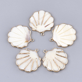 Déposer des pendentifs en coquille d'eau douce, avec les accessoires en fer, coquille