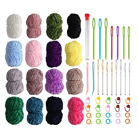 Шерстяная пряжа шенилл толстая, для ткачества, вязание крючком, с маркером фиксирующего стежка