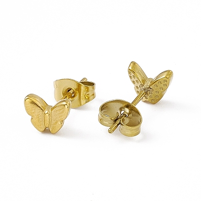 Vacuum Plating 304 Stainless Steel Tiny Butterfly Stud Earrings for Women