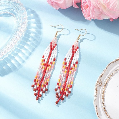 Серьги-стрелы из стеклянных бусин ручной работы, с 304 нержавеющей стали серьги крючки, золотые