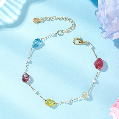 Браслеты из звеньев, украшенные бусинами из натурального смешанного камня и искусственного жемчуга., 316 Браслеты-цепочки из хирургической нержавеющей стали в виде скрепок для женщин