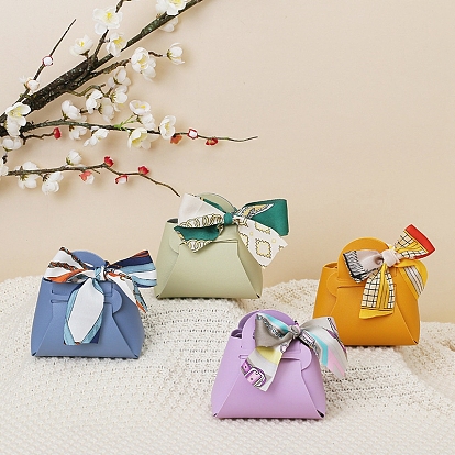 Imitation Leather Bag, with Silk Ribbon, Candy Gift Bags Christmas Party Wedding Favors Bags