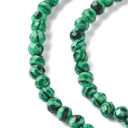 Synthetic Malachite Beads Strands, Faceted, Round