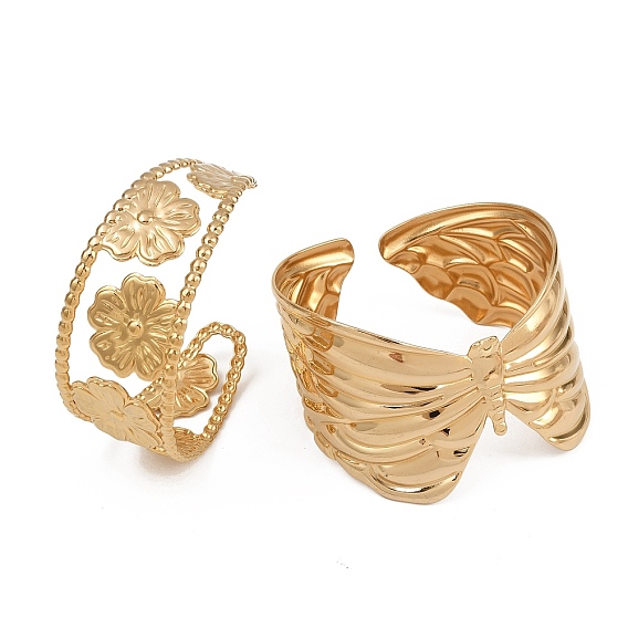 304 женские браслеты-манжеты из нержавеющей стали, золотые