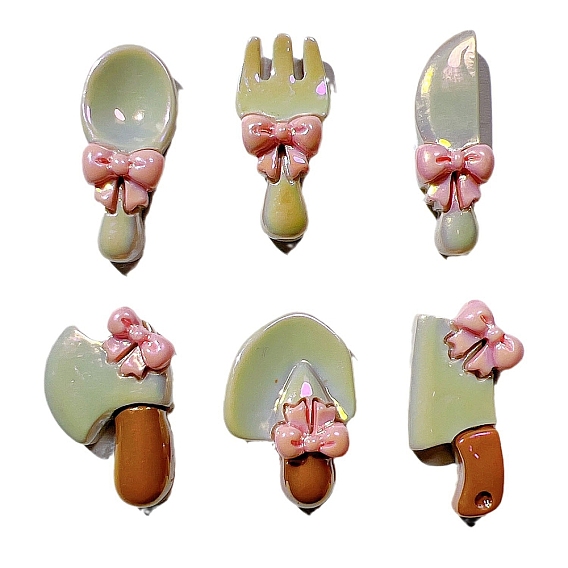 Непрозрачные кабошоны из смолы с уф-покрытием, радужный, ложка/вилка/нож/лопатка/топор