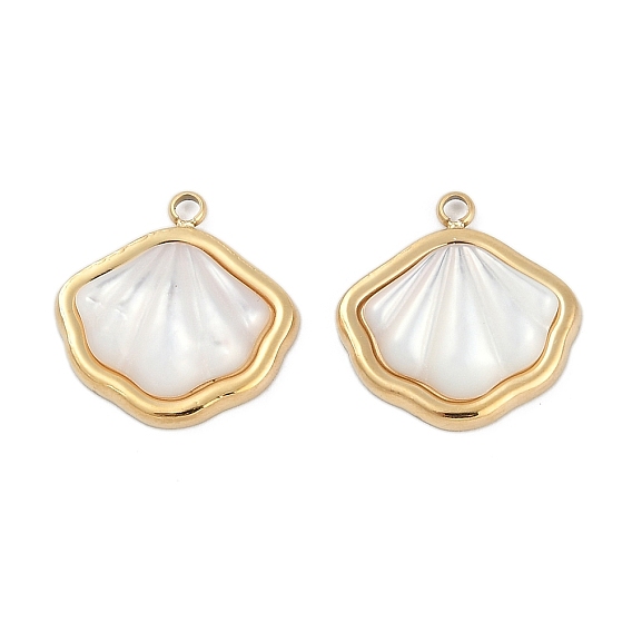 304 подвески из натуральной белой ракушки из нержавеющей стали, подвески в форме ракушек, ионное покрытие (ip)