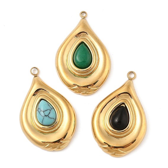 Драгоценный камень подвески, 304 подвески-слезинки из нержавеющей стали, реальный 18 k позолоченный, вакуумное покрытие pvd