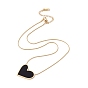 Collier pendentif coeur coquillage synthétique noir avec chaînes rondes serpent, placage ionique (ip) 304 bijoux en acier inoxydable pour femmes