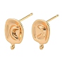 SHEGRACE Brass Stud Earring Findings, Oval, with Loop, Cadmium Free & Lead Free & Nickel Free