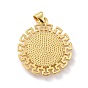 Eco-Friendly Brass Pendants, Long-Lasting Plated, with Natural Shell, Real 18K Gold Plated, Cadmium Free & Lead Free, Round with Jesus Pattern