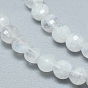 Natural Rainbow Moonstone Beads Strands, Grade AA, Faceted, Flat Round