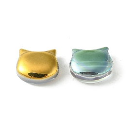 Гальванические стеклянные бусины, с половиным покрытием, форма кошки