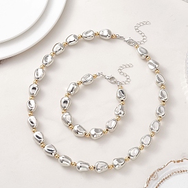 Комплекты ожерелий и браслетов из овальных пластиковых бусин CCB