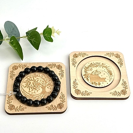 Wood Bracelet Display Dish, Bracelet Storage Holder, Square & Round