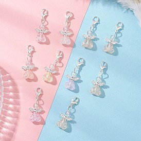 Подвеска в виде ангела из прозрачного акрила, бисером сплава и застежками