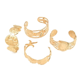 Bracelets manchettes ouverts en acier inoxydable pour femme, parfaits pour la plage en été, or