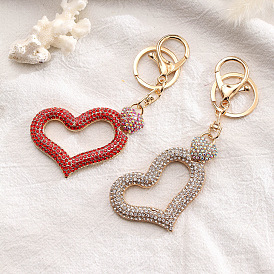 Sparkling Heart-shaped Keychain with Alloy and Rhinestone for Bag Decoration