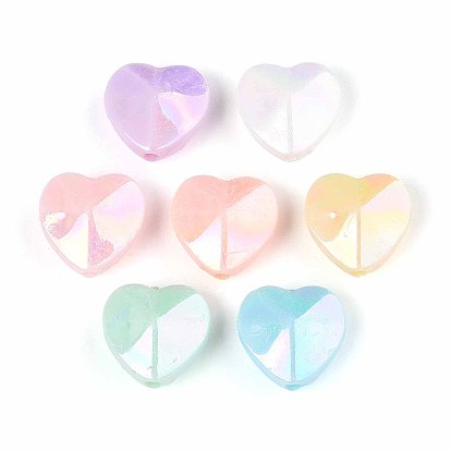 Непрозрачные акриловые бусины с УФ-покрытием, радужный, сердце