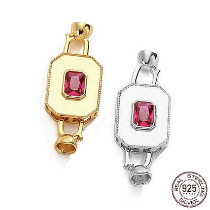 925 серебро 925 пробы с микропаве сине-фиолетового фианита, складные застежки, прямоугольные