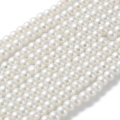Baking Painted Pearlized Glass Pearl Round Bead Strands, 4~5mm, Hole: 1mm, about 210pcs/strand, 31.4 inch