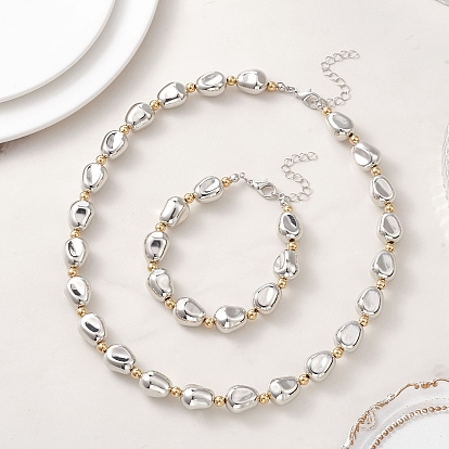 Комплекты ожерелий и браслетов из овальных пластиковых бусин CCB