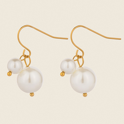 304 стальные круглые серьги болтаться из нержавеющей, с имитацией жемчуга