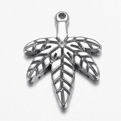 304 Stainless Steel Pendants, Leaf