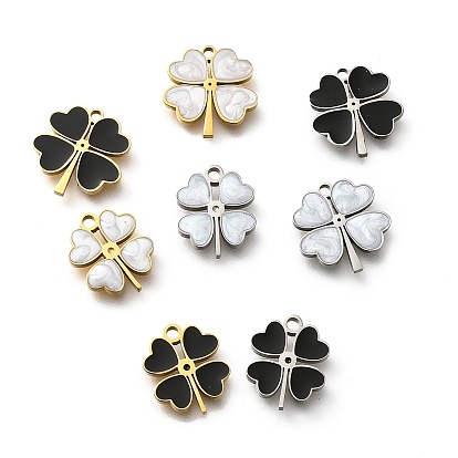 304 подвески из нержавеющей стали в виде четырехлистного клевера, с пластиковой имитацией оболочки, ионное покрытие (ip)
