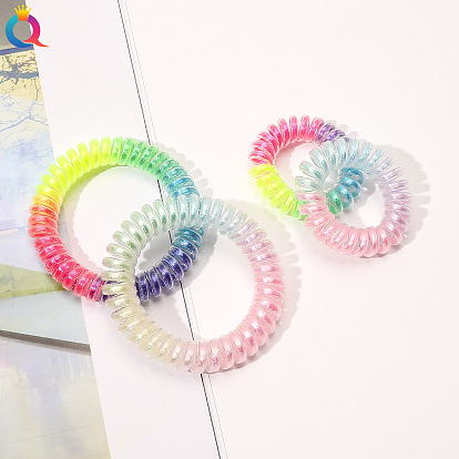 Colorful Rainbow Telephone Wire Hair Ties Elastic Candy Gradient Headbands Fashionable Accessories