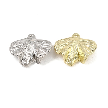 Alloy Pendants, Hammered Ginkgo Leaf Charms, Rack Plating, Cadmium Free & Nickel Free & Lead Free