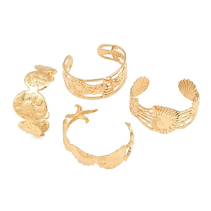 Bracelets manchettes ouverts en acier inoxydable pour femme, parfaits pour la plage en été, or