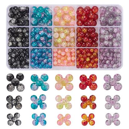 585 шт 15 стиль окрашенные распылением хрустящие стеклянные бусины нити, круглые, два тона