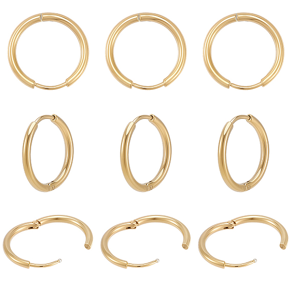 10 Pairs 304 Stainless Steel Huggie Hoop Earrings, Hypoallergenic Earrings, with 316 Surgical Stainless Steel Pins