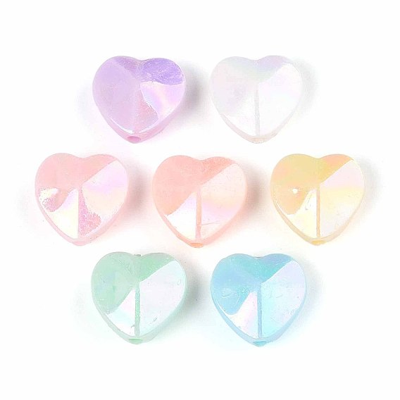 Непрозрачные акриловые бусины с УФ-покрытием, радужный, сердце