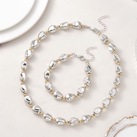 Комплекты ожерелий и браслетов из овальных пластиковых бусин CCB