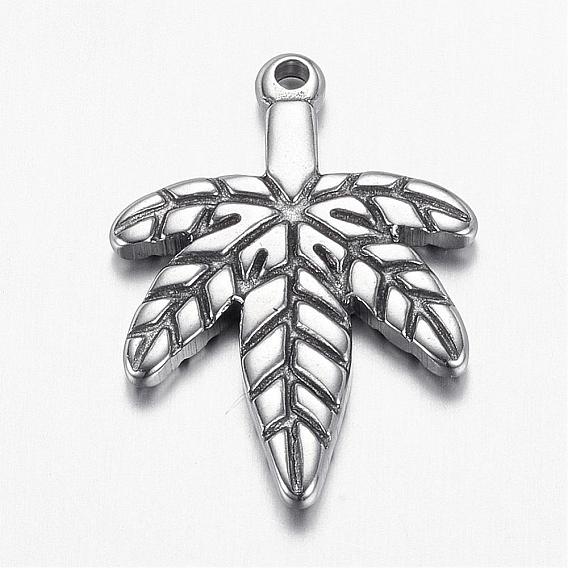 304 Stainless Steel Pendants, Leaf