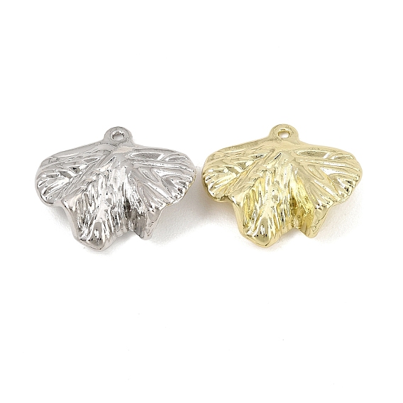 Alloy Pendants, Hammered Ginkgo Leaf Charms, Rack Plating, Cadmium Free & Nickel Free & Lead Free