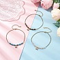 304 Stainless Steel Link Chain Anklets, with Natural Pink Aventurine & Magnesite & Tiger Eye for Women