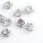 Heart Alloy Charms, with Cubic Zirconia