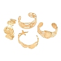 Summer Beach 304 Stainless Steel Open Cuff Bangles for Women, Golden