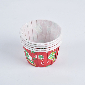 Tazas de papel para hornear, forro de cupcake arrugado, tema de la Navidad, accesorios para hornear, columna
