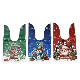 Christmas Theme Rabbit Shaped Candy Plastic Bags, Printed Candy Gift Bags