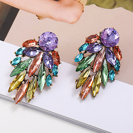 Geometric Multilayer Glass Crystal Colorful Simple Earrings - Elegant, Versatile, Jewelry.